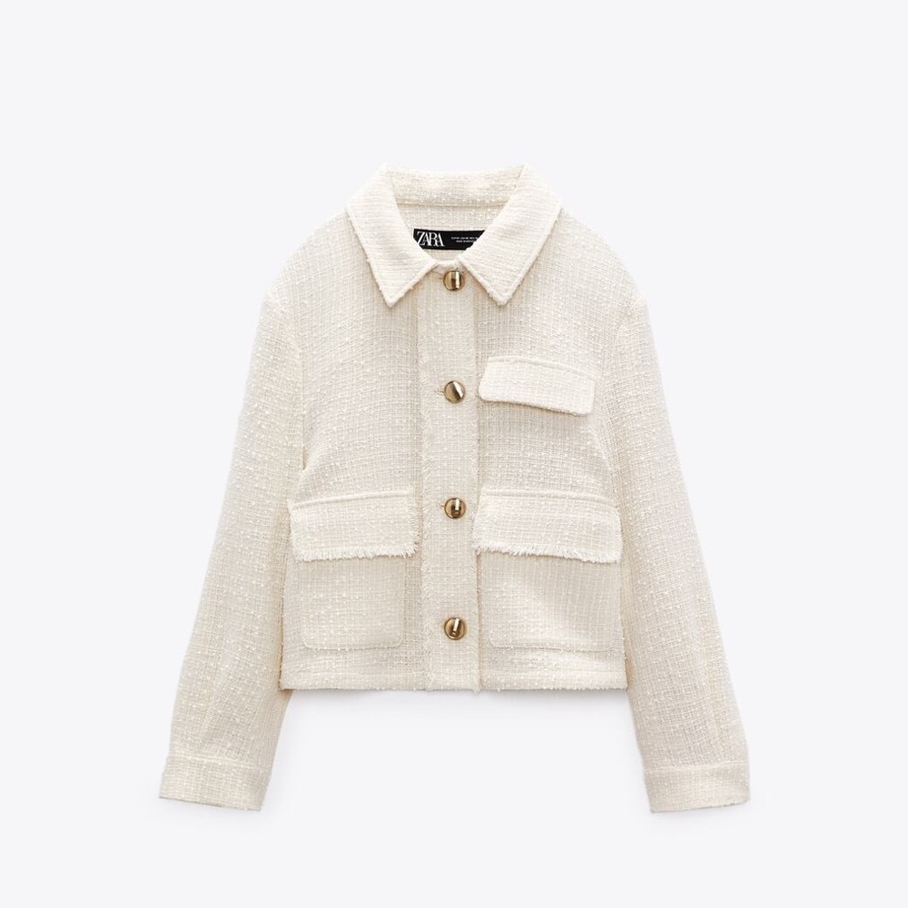 Zara textured over shirt jacket gold buttons size Small S NWT